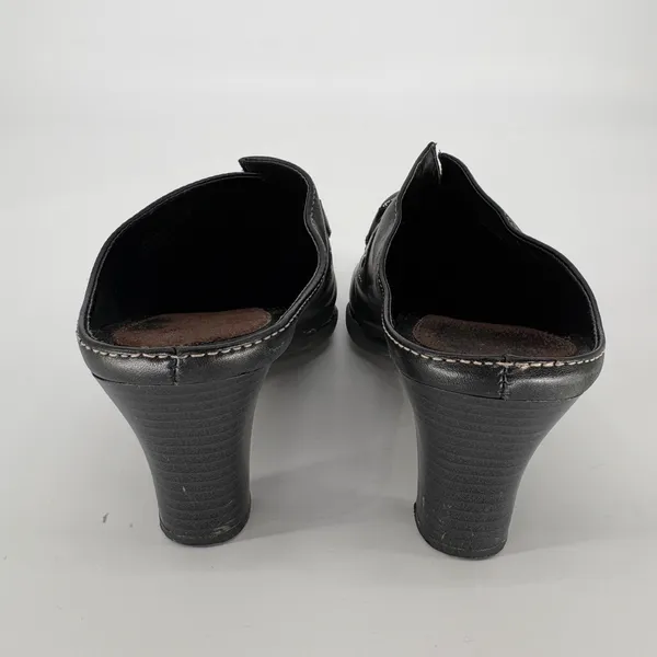 Aerosoles Cinch Worm‎ Heeled Mules 8M Black Leather Square Toe Buckle Slip On - Image 6