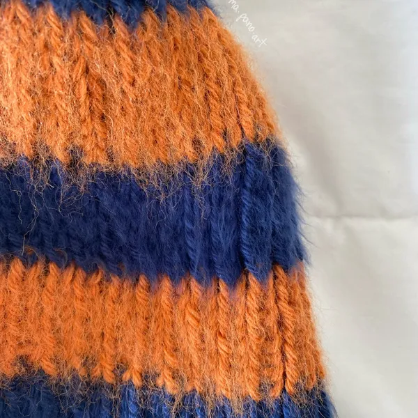 striped orange and blue Chicago Bears NFL fuzzy women’s beanie - Image 9