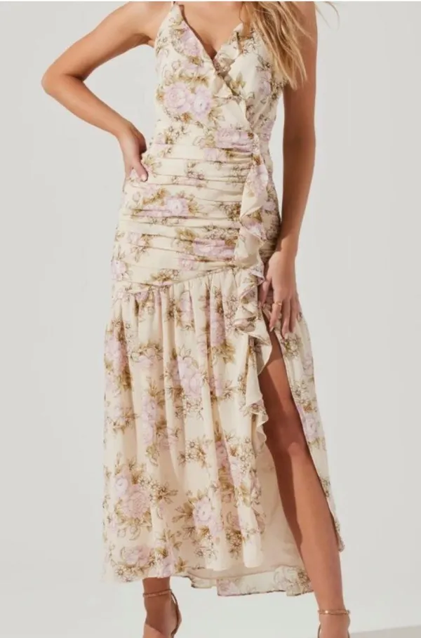 The Label Kiana Floral Ruched Midi Dress - Image 2