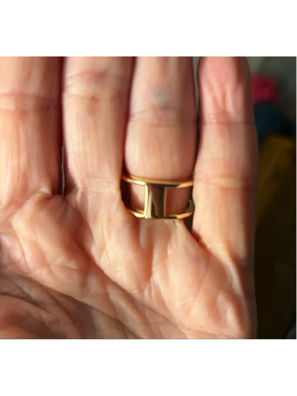Kendra Scott Elyse Double Band Gold Tone Pink Stone Ring Size 6 - Image 3