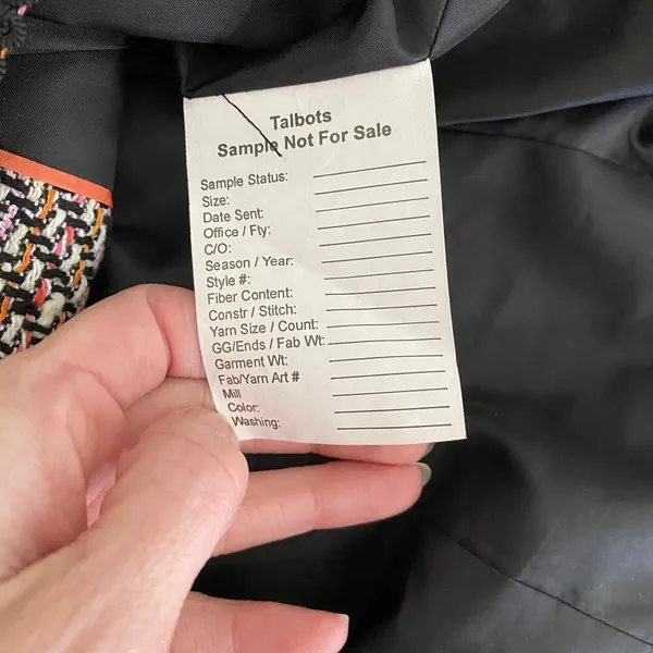 Talbots Grosgrain Trim Black Multicolored Peach Tweed Academia Cropped Jacket 4 - Image 7