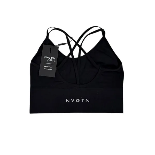 NWT NVGTN Strappy Racerback Seamless Sports Bra Black Size Medium - Image 2
