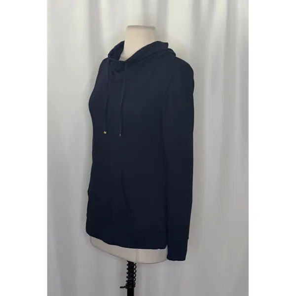LILLY PULITZER Hillary Pullover True Navy Cowl Neck Sweatshirt Pocket Small - Image 5