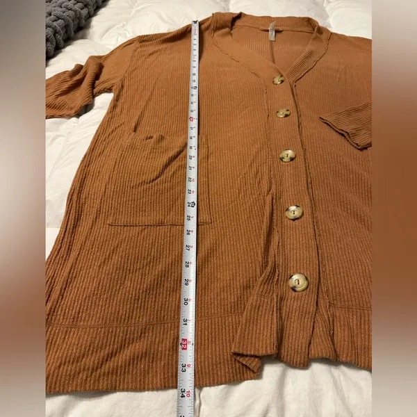 Intimately Free People Women's Rust Cardigan Ribbed Sweater - Size L - Image 12