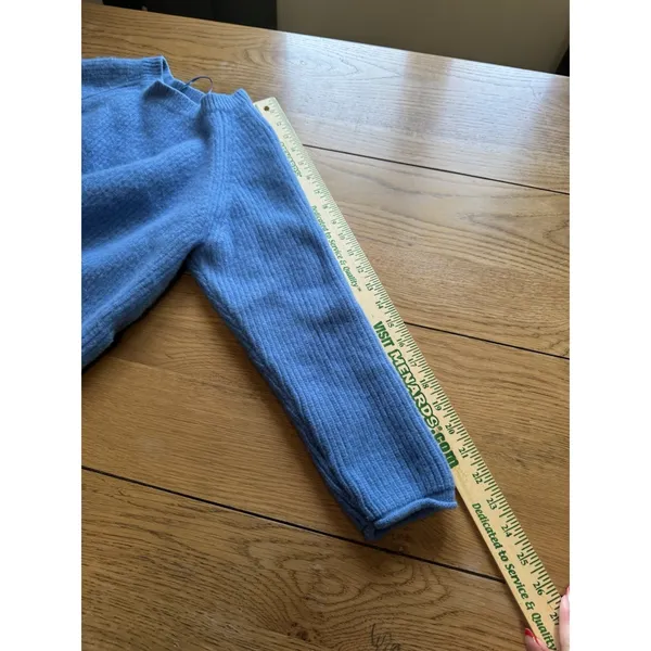 Part Two Women‎ Size Large Wool Blend Crop Sweater Blue Long Sleeve Stretch City - Image 6