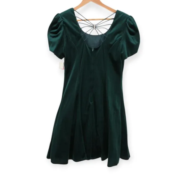 Vintage Velvet Puff Sleeve Party Dress Juniors Size 11 Holiday Deadstock 80s 90s - Image 3