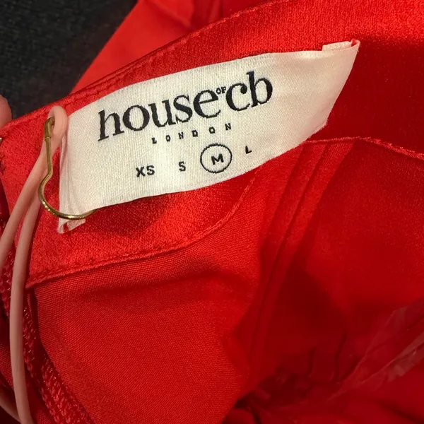 House of CB ADRIENNE Scarlet Satin Strapless Gown in red - Image 8