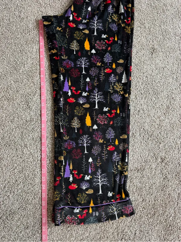 Secret Treasures Women’s L 12-14 Woodland Fox Fleece Pajama Set Black - Image 10
