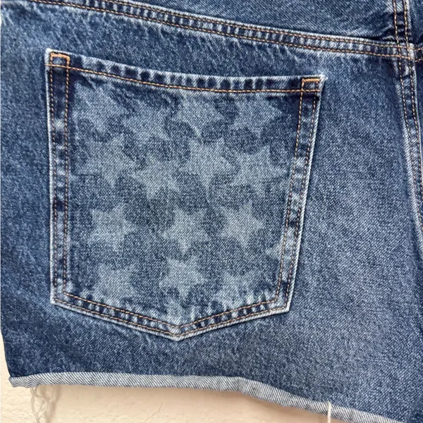 OLD NAVY OG High Rise Denim Blue Patriotic Shorts Size 18 - Image 7