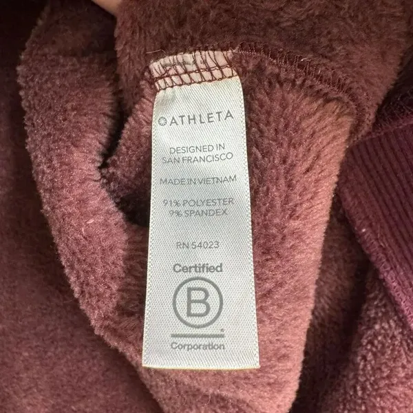Athleta Double Cozy Karma Funnel Neck Burgundy Boxy Fit Medium - Image 7