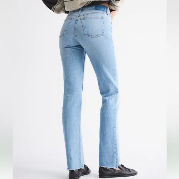 Abercrombie & Fitch Curve Love Mid Rise Straight Raw Hem Jean - Image 2
