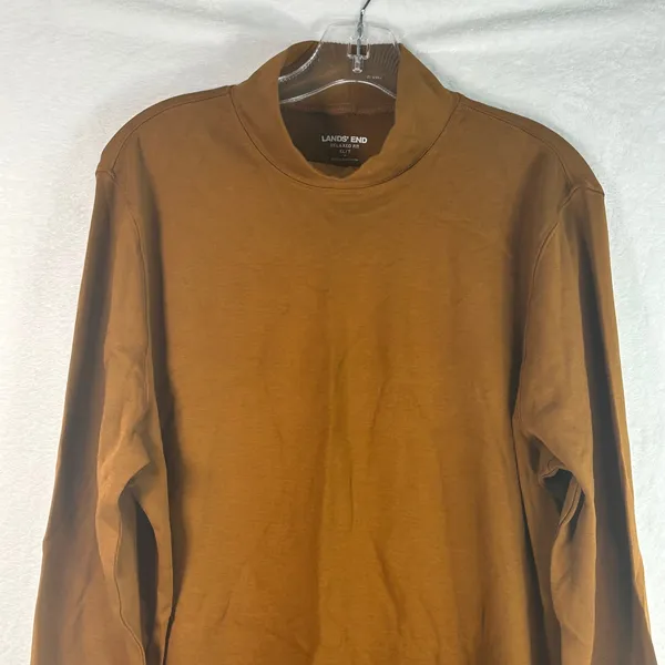 Lands End Size XL Tall Brown Relaxed Fit Long Sleeve Mock Neck T-Shirt - Image 3