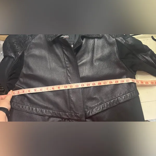 Vintage Wilsons Leather 80’s Black Paisley Trench Coat Size Medium Thinsulate - Image 11