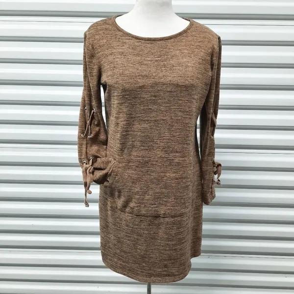 Tacera Womens Knit Sweater Dress Size Small Brown Coastal Cowgirl Fall Boho Chic - Image 3