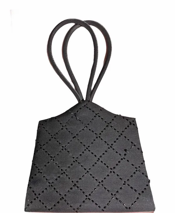 Vintage beaded satin mini box bag Black - Image 3