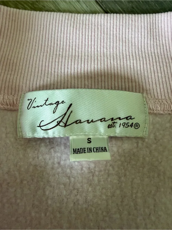 Vintage Havana Baby Pink Quarter-Zip Pullover Sweatshirt - Image 6