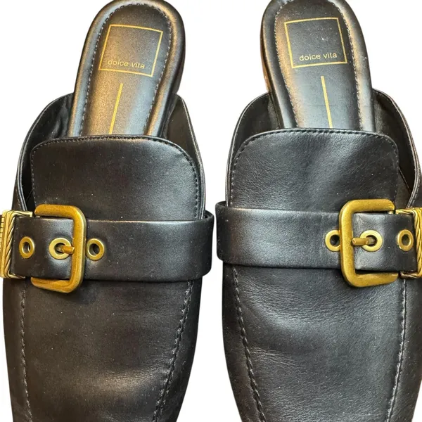 Dolce‎ Vita Shoes Womens Size 8 Black Leather Buckle Loafer Mules Slip On Casual - Image 3