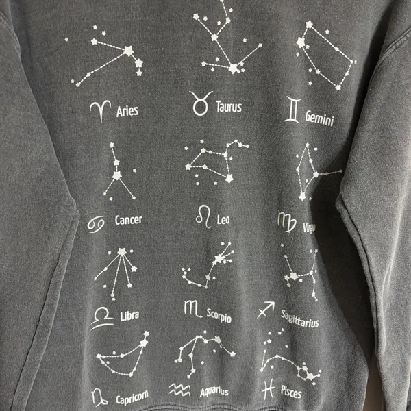 PS / LA Zodiac Signs Constellations Crewneck Sweatshirt‎ Gray Small Celestial - Image 2