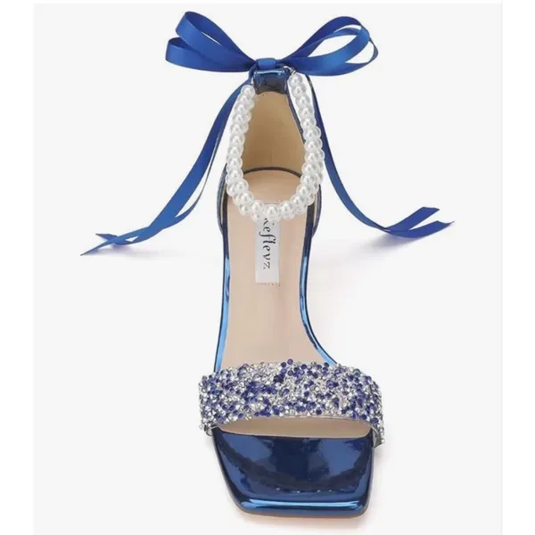 NEW Something Blue Wedding Pearl Jeweled Low Heel Shoes 8.5 - Image 2