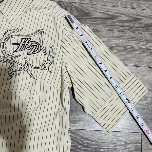 Harley Davidson Women White Pin Stripe Flaming Ace‎ Graphic Button Front XL - Image 6