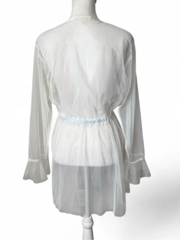 Ivory Mesh Bridal Robe White - Image 7
