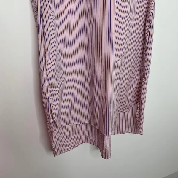 Sandro Striped Ruffled Cotton Rose Shirt Midi Dress Womens 2 - Image 5