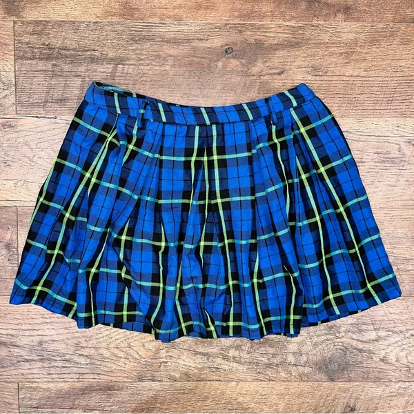 Hot Topic Blue Plaid Goth Schoolgirl Skirt - Image 11