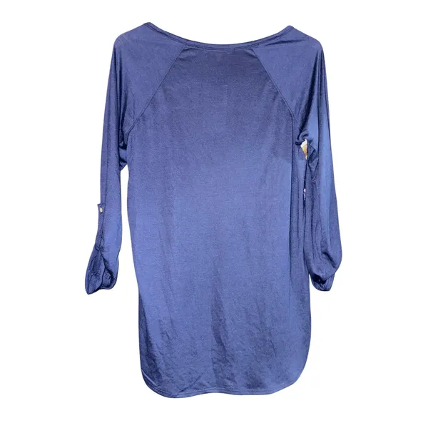 NWT Jolt Top Women's Size Large‎ Boho Hippie Paisley 3/4 Roll Tab Sleeves Blue - Image 4