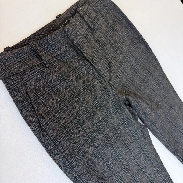 Zara Woman Gray Brown Plaid Glen Check Slim Fit Dress‎ Pants Size 2 - Image 11