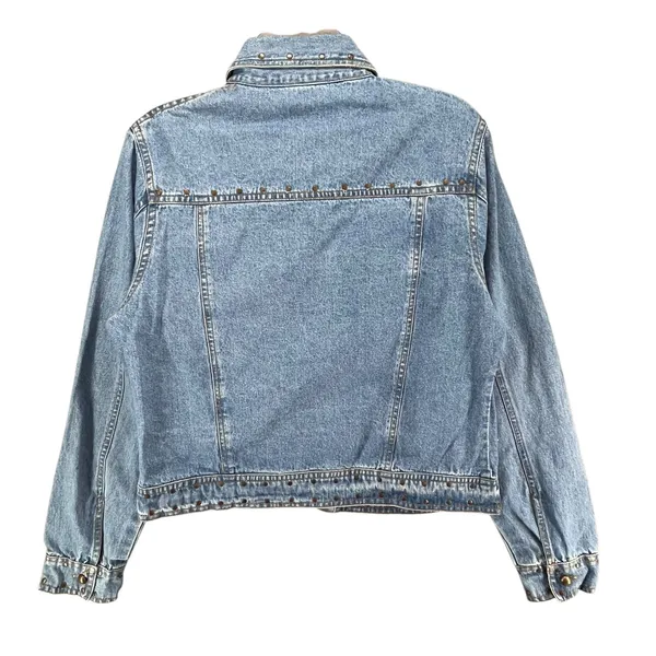 Don't Mess With Texas Jean‎ Jacket Womens XL Blue Denim Studded Western Cowgirl - Image 3