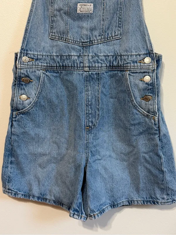 Vintage Levi’s Mom Shortalls Denim Overalls Size Small Women’s Blue y2k - Image 5