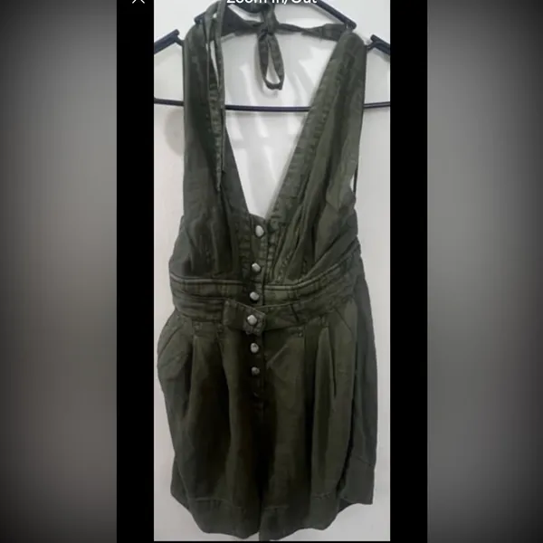 Free People City's Edge Romper Dried Basil. Size Medium but see measurements. - Image 4