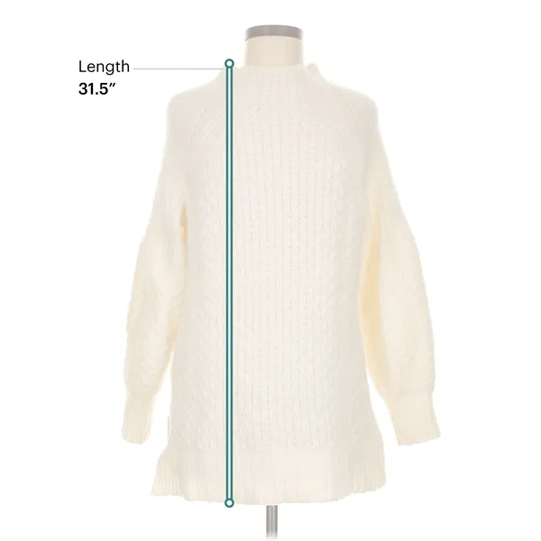 By Anthropologie Ivory Alpaca Blend Textured Mock Neck Sweater Size M - Image 3