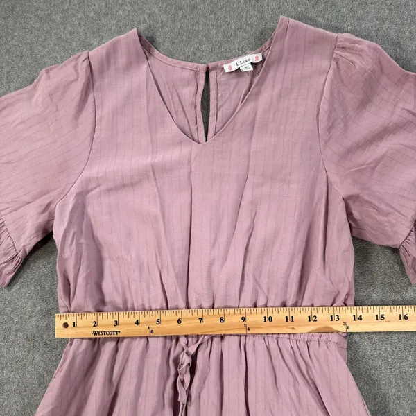 L Love V-Neck Ruffle Tiered Dress Size Small Purple Short Sleeve V-Neck Flare - Image 6
