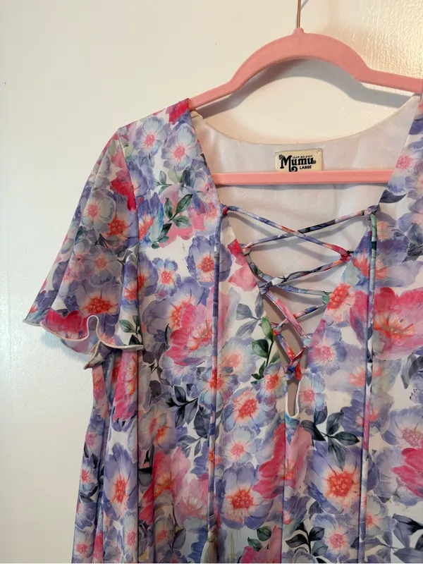 Show Me Your Mumu Lavender & Pink Floral Lace-Up Tunic - Image 5
