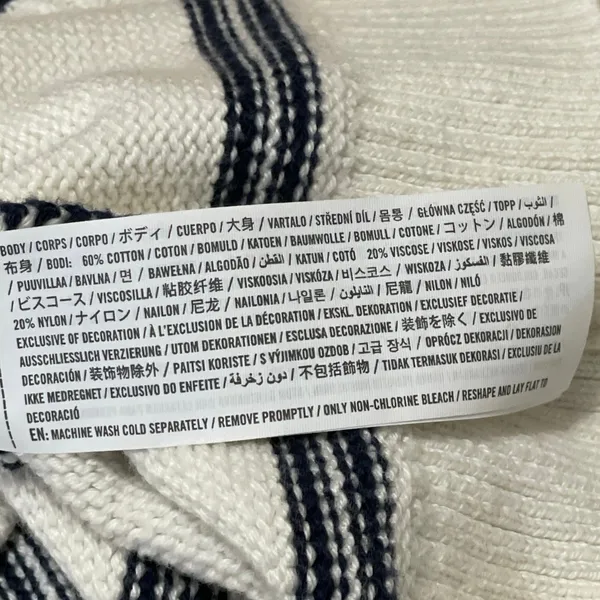 Abercrombie & Fitch White Striped Knit Short Sleeve Crew Neck Boxy Sweater Top S - Image 5