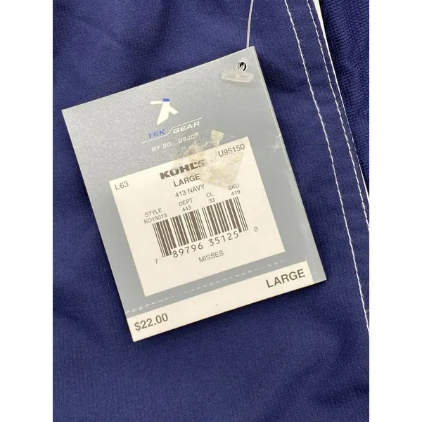 Tek Gear Women's Blue Athletic Bungee Drawstring Cargo Pocket‎ Shorts New Swim L - Image 4