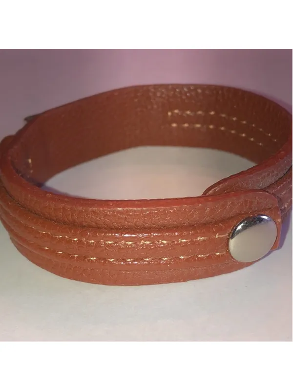 Brown Leather Wrap Bracelet with Clemson Plate - Image 4