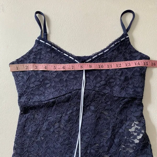NWT Hollister Navy Floral Lace Cami Top Size L Coquette Y2K Babydoll - Image 5
