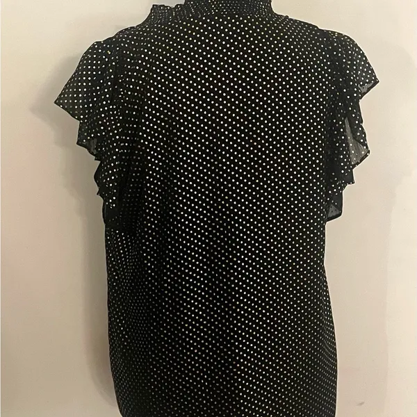 Tommy Hilfiger- Black and Gold Dotted Blouse Size S/P - Image 4