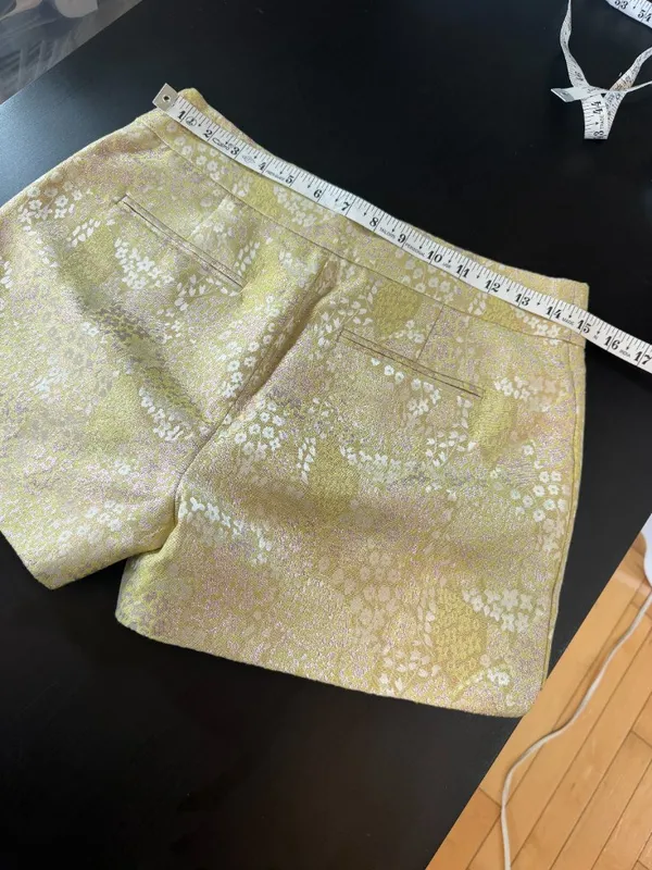J. Crew Yellow Green Gold Brocade Metallic Shorts Size 2 NWT New - Image 10