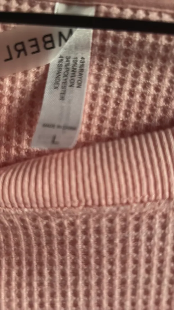 Pink waffle knit crop top boutique Size L - Image 6