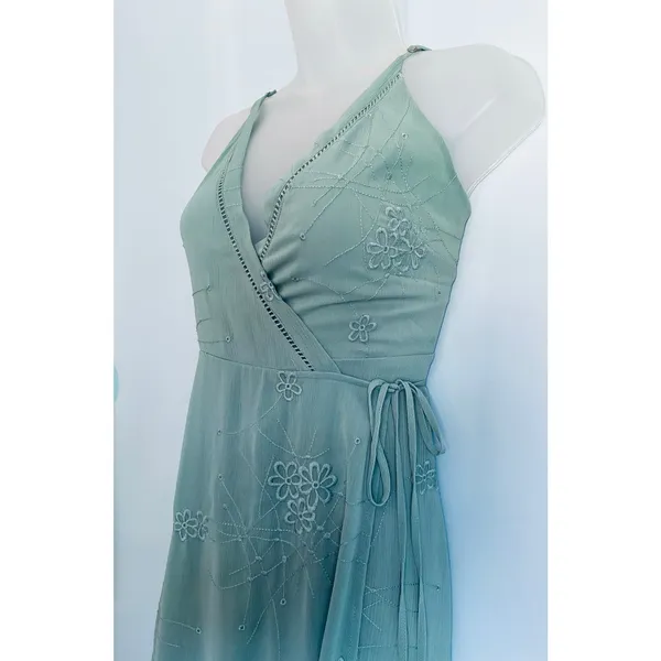 ASTR The Label Embroidered Floral Wrap Maxi Dress Medium - Image 3