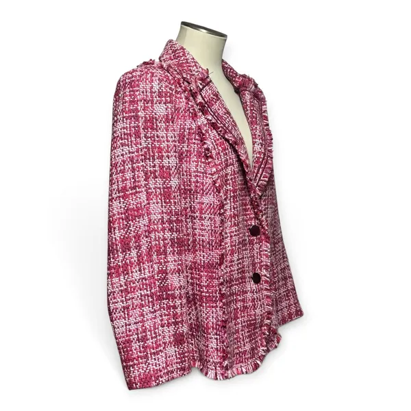 Lane Bryant Wool Blend Blazer Jacket Pink Fringe 22 - Image 5