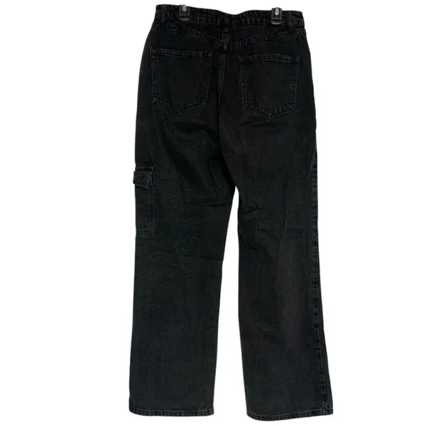 Forever 21 Cargo Denim Jeans Relaxed Straight Leg faded black women’s size 28 - Image 2