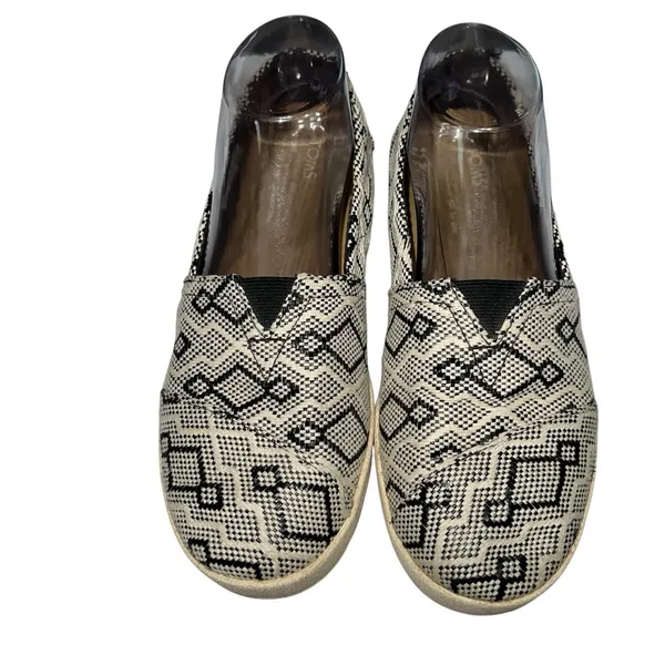 TOMS Black Diamond Jacquard Rubber Sole Womens Classic Slip-On Casual Shoes‎ 8 - Image 2