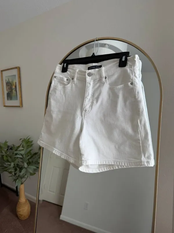 Calvin Klein Jeans White High Rise Denim Shorts Size 8 Classic Summer - Image 3