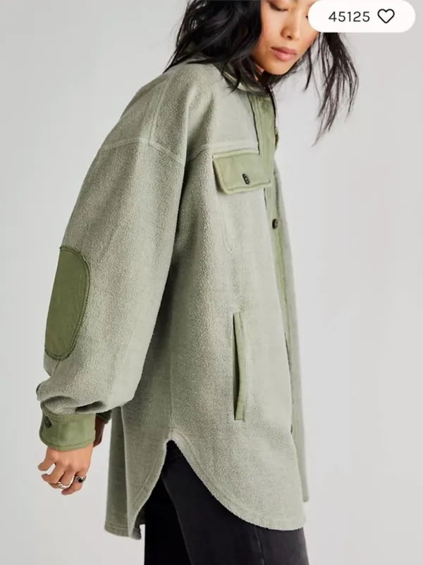 Free People Oversized Fall Ruby Shirt Jacket / Shacket in Sage Green - Size XS - Image 2