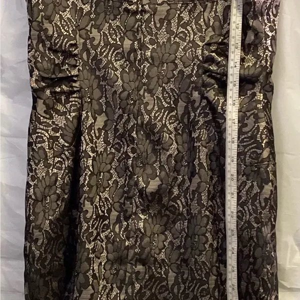 Ann Taylor Elegant Black Lace Dress Cocktail nude underlay - Image 9