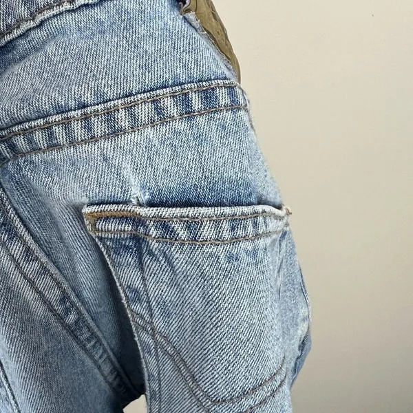 Todd Oldham Jeans 7x33 Blue Flare Leg Bell Bottom‎ Mid Rise Denim 90s Y2K Hippie - Image 9